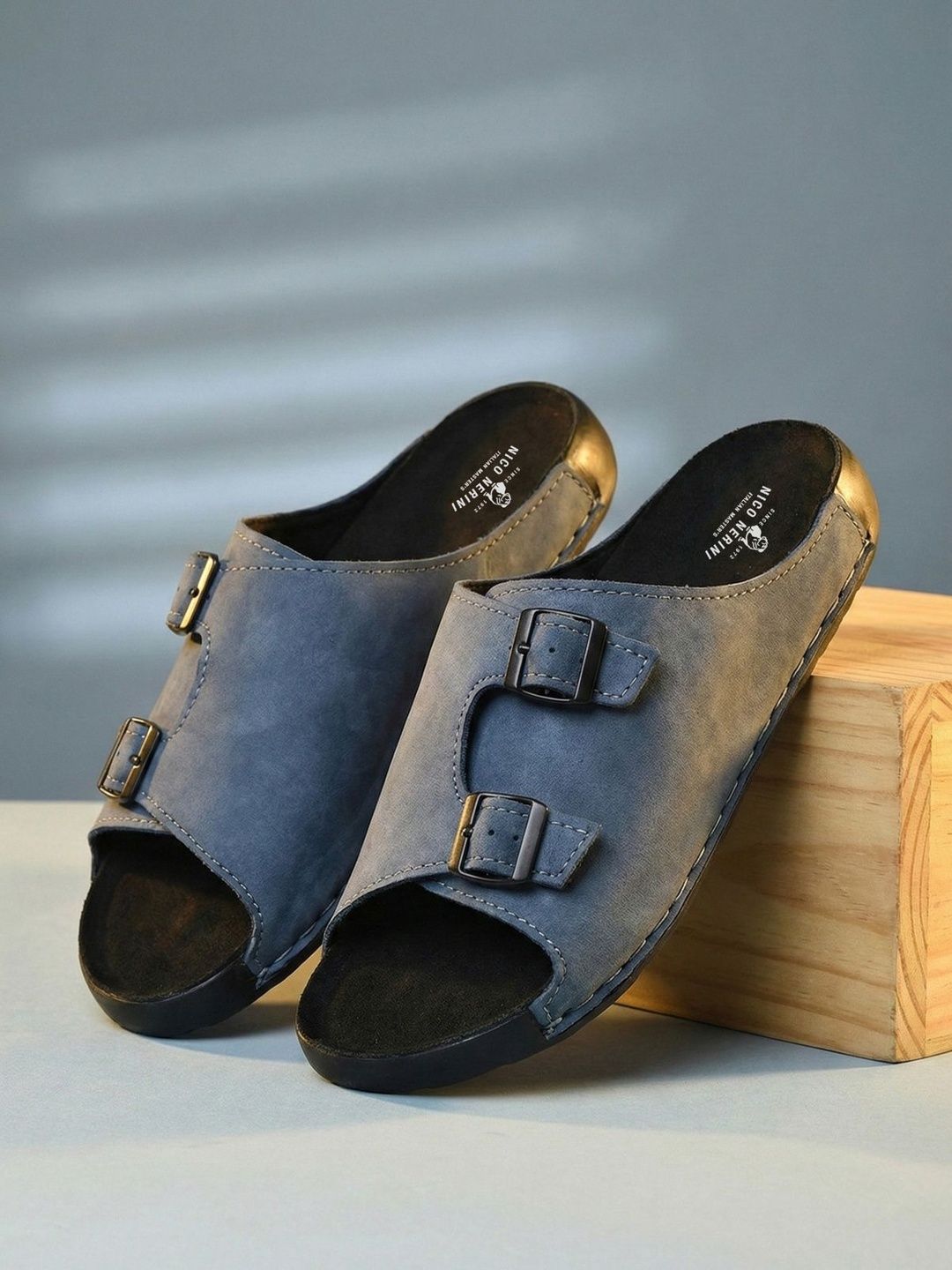 NICO NERINI Men Leather Comfort Sandals