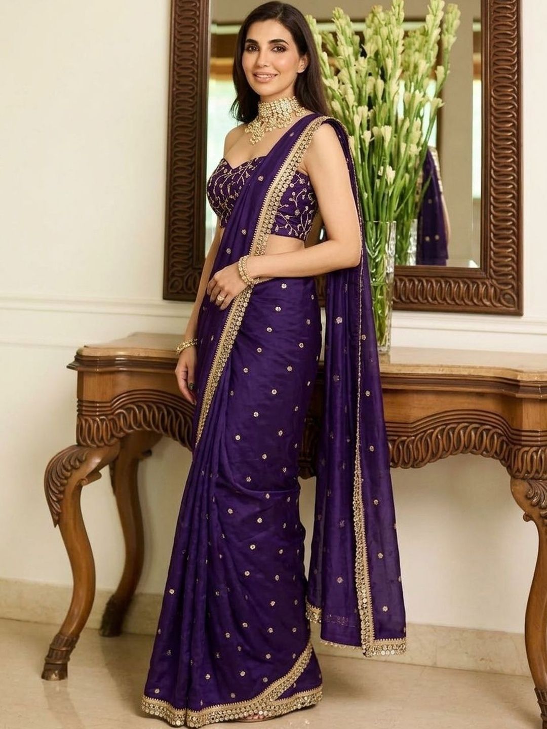 Sangria Embellished Sarees Blouse Piece