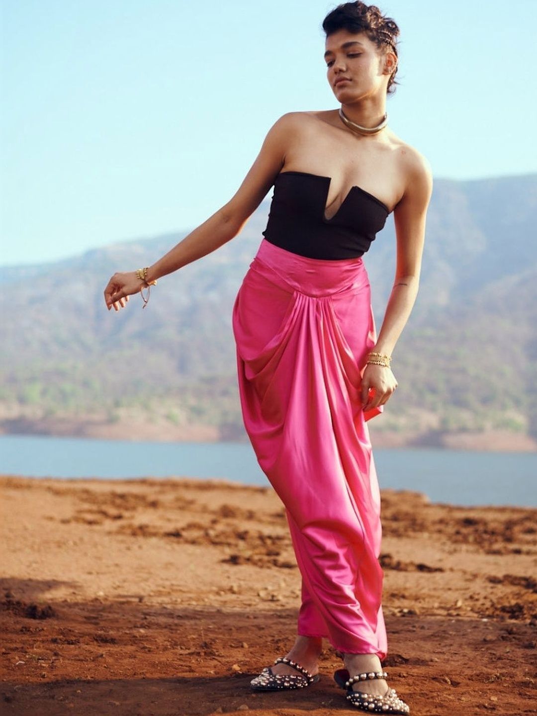 Buy UNRUSH Women Satin Draped Back Slit Maxi Wrap Skirt - Skirts