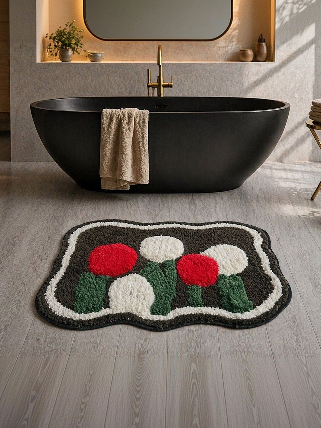 AaHo Decor AaHo Decor White & Red Anti-Slip High Absorbent Doormats
