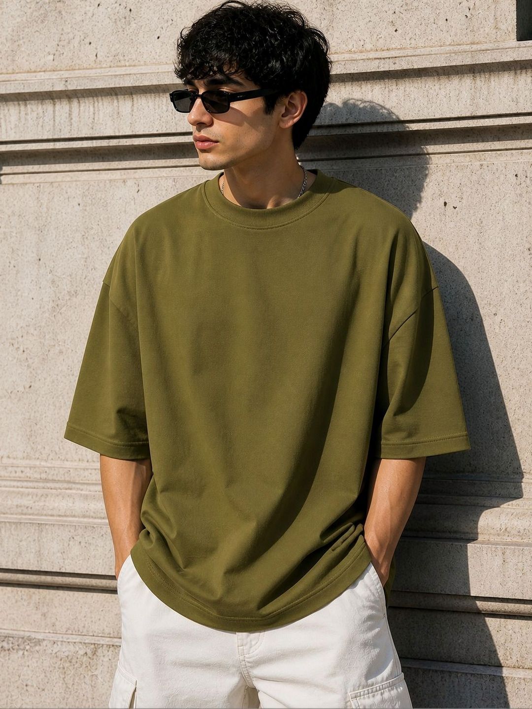 PockMAN Men Drop-Shoulder Sleeves Bio Finish T-shirt