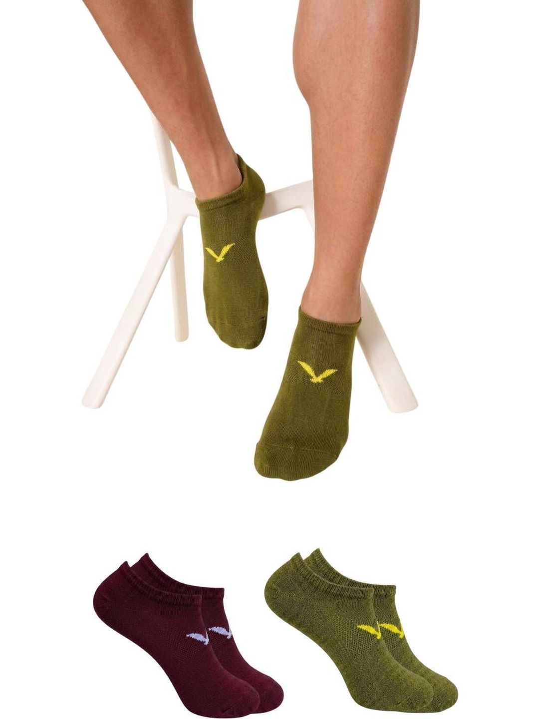 TREERANGA Men Pack of 2 Cotton Patterned Shoe Liners Socks