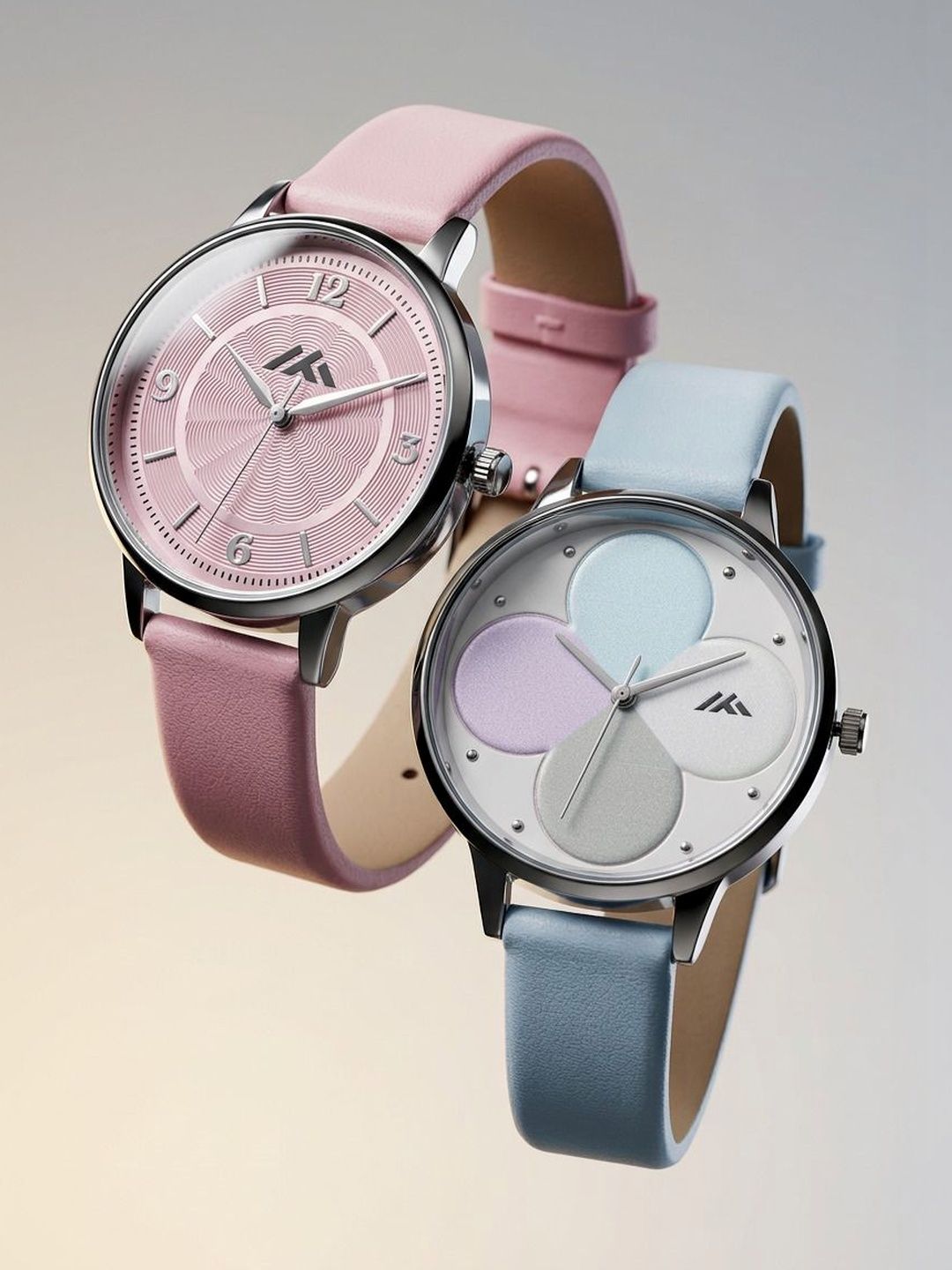 VIRAKTI Women Brass Dial & Leather Straps Analogue Watch G-17-PINK-G-35-SKY BLUE-COMBO VIR