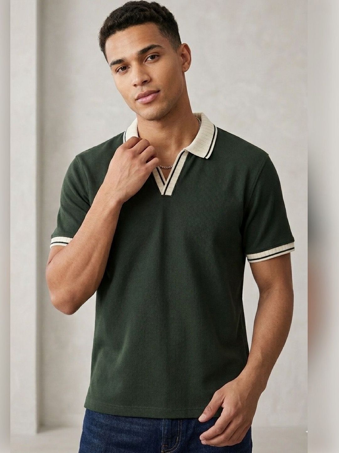 HERE&NOW Men Polo Collar T-shirt