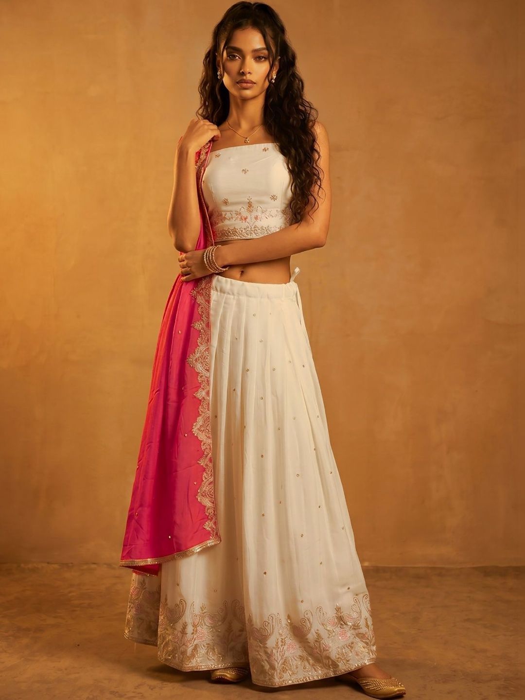 DRIP CHOWK Embroidered Semi-Stitched Lehenga & Blouse With Dupatta