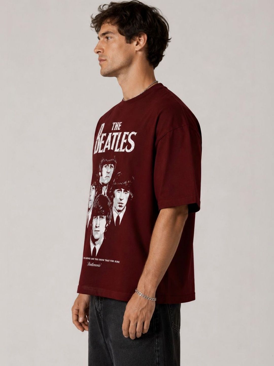 CAPTCHA Graphic The Beatles Printed Drop-Shoulder Sleeves Pure Cotton Oversized T-shirt