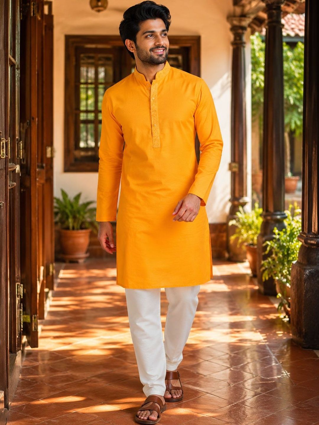 DEVOILER Men Thread Work Kurta