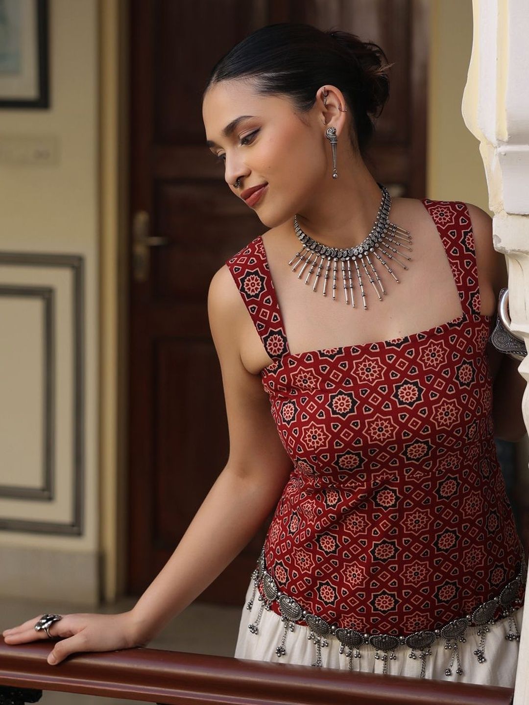 anayna anayna Print Ethnic Cotton Top
