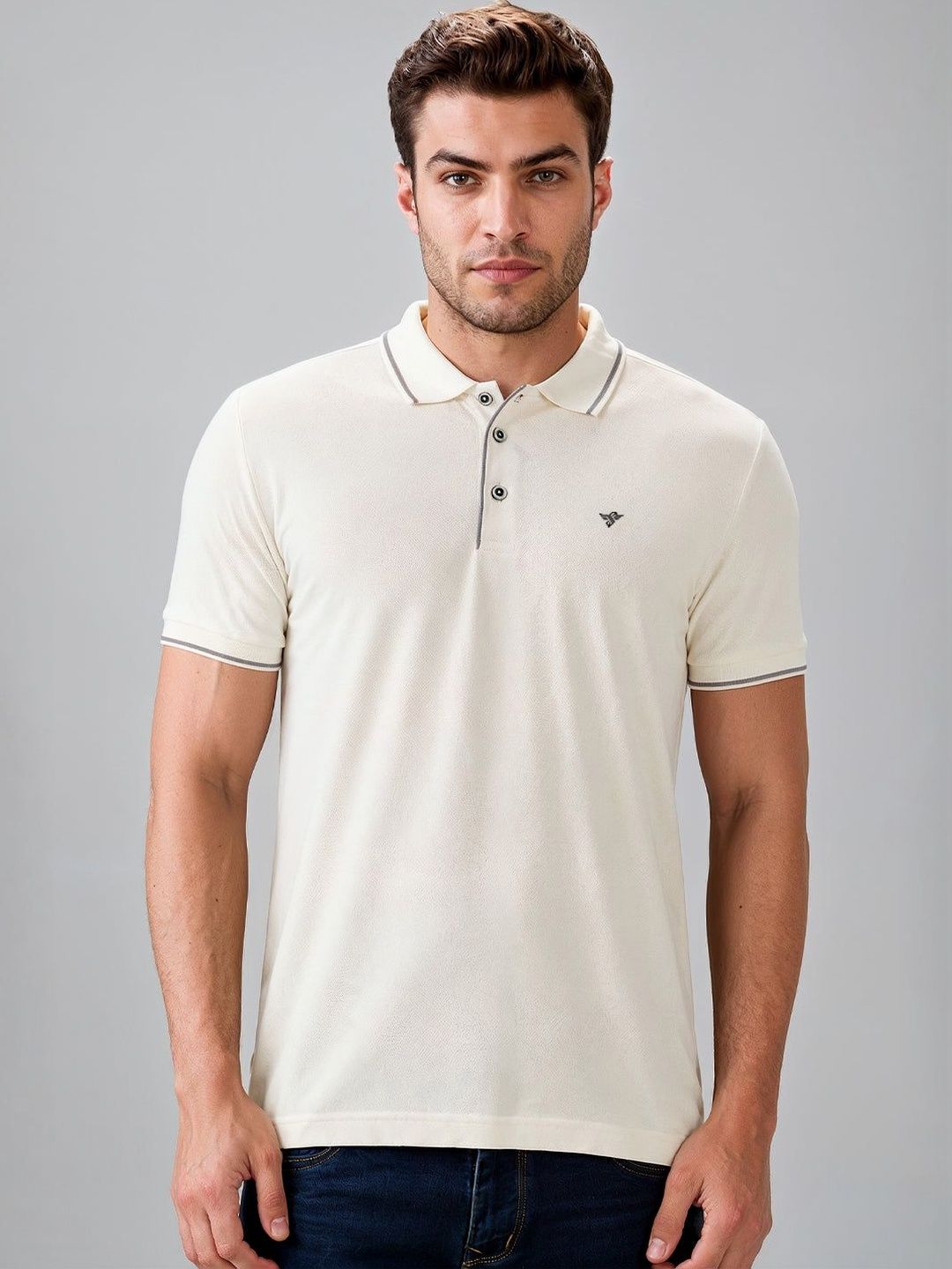 Status Quo Men Brand Logo Polo Collar T-shirt