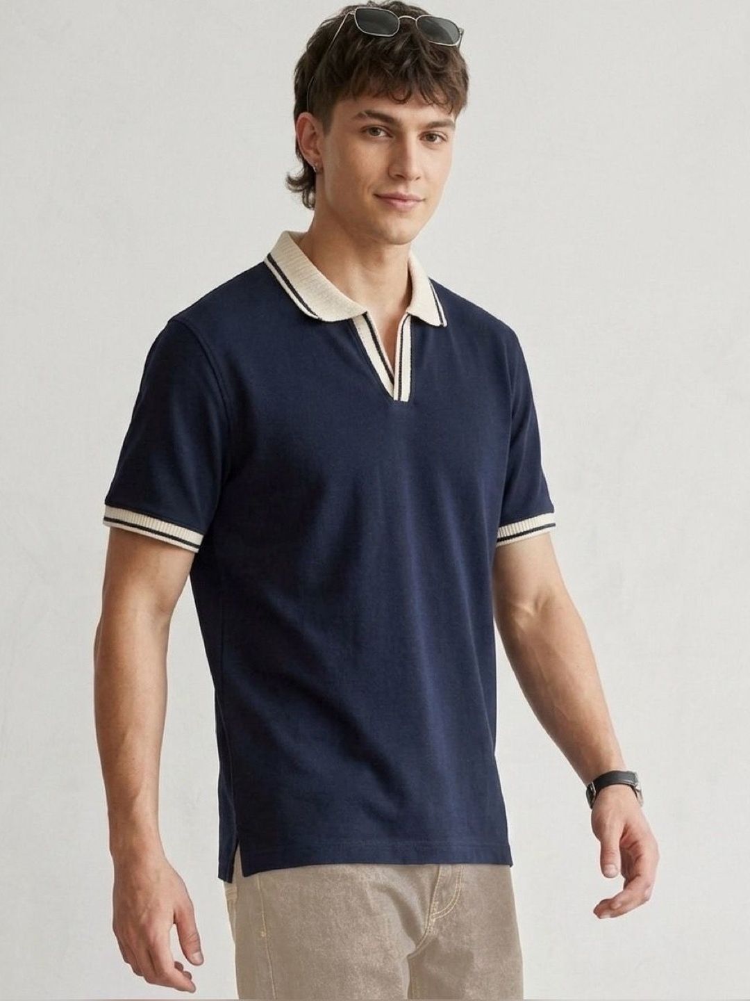 HERE&NOW Men Polo Collar T-shirt