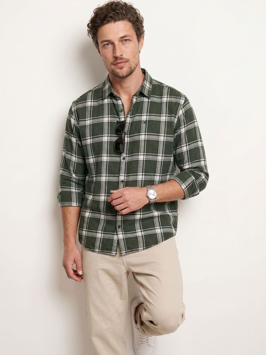WROGN Men Comfort Tartan Checks Checked Casual Shirt