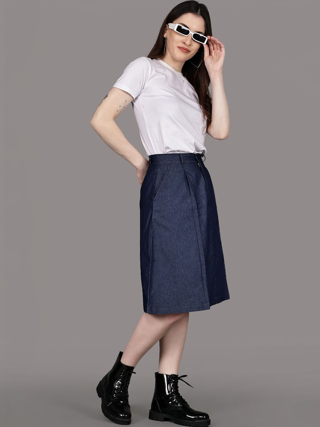 Roadster Women Denim Knee Length A-Line Skirt