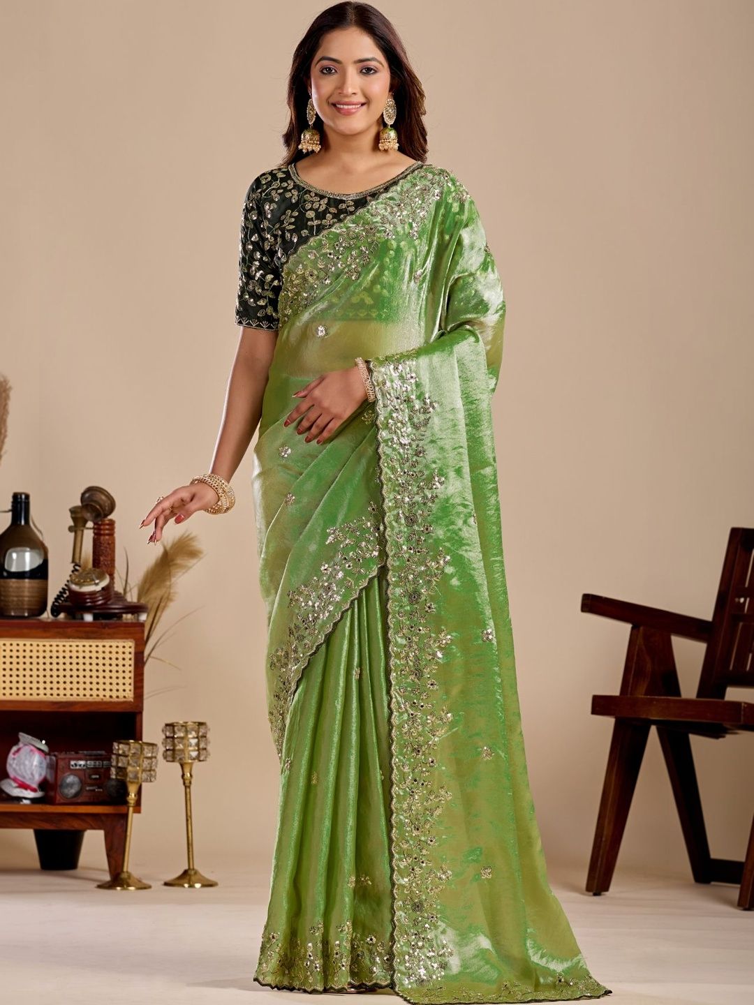 Gownwala Embellished Mysore Silk Saree