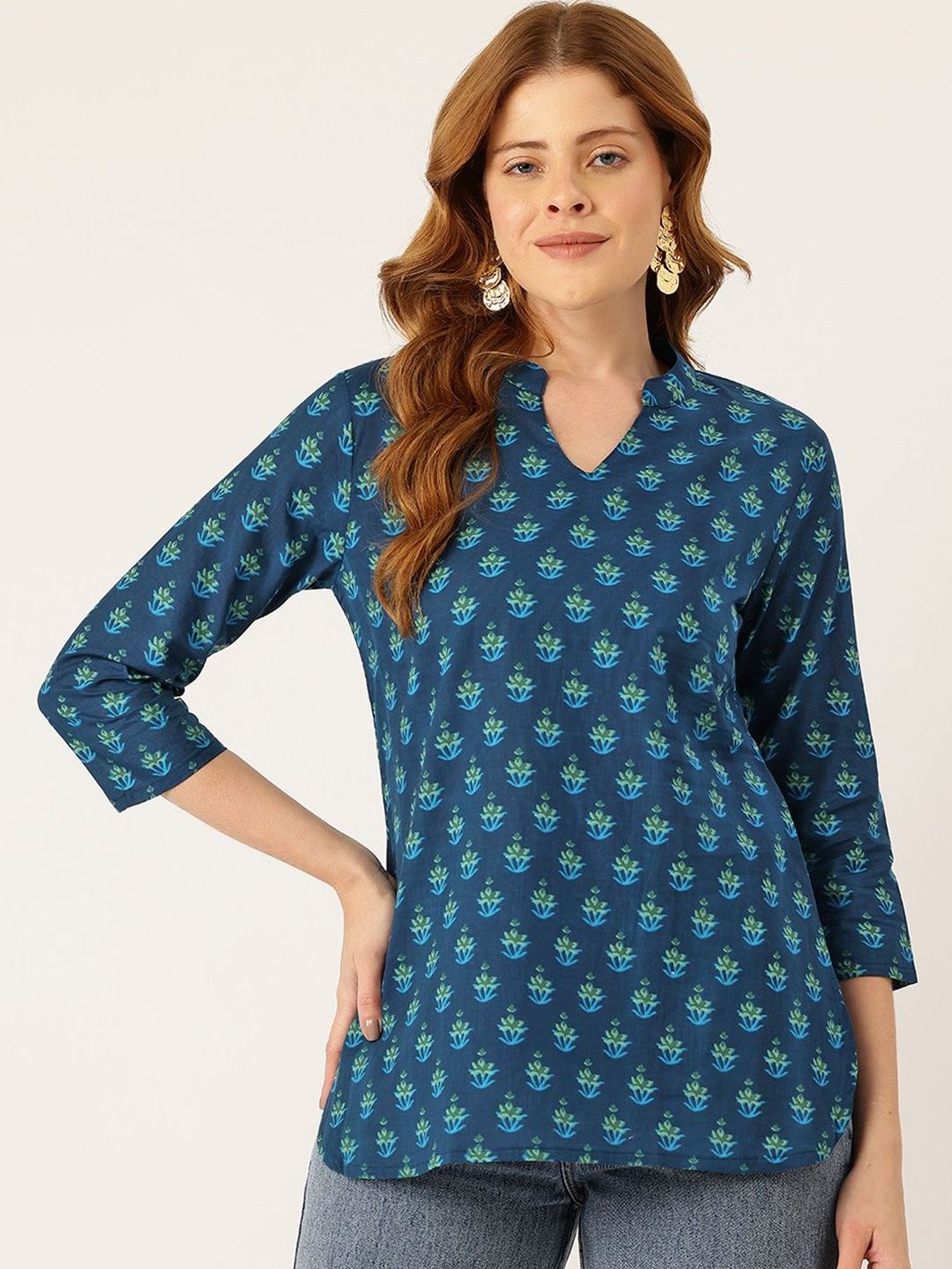 FERANOID Botanical Printed Pure Cotton Blend Kurti