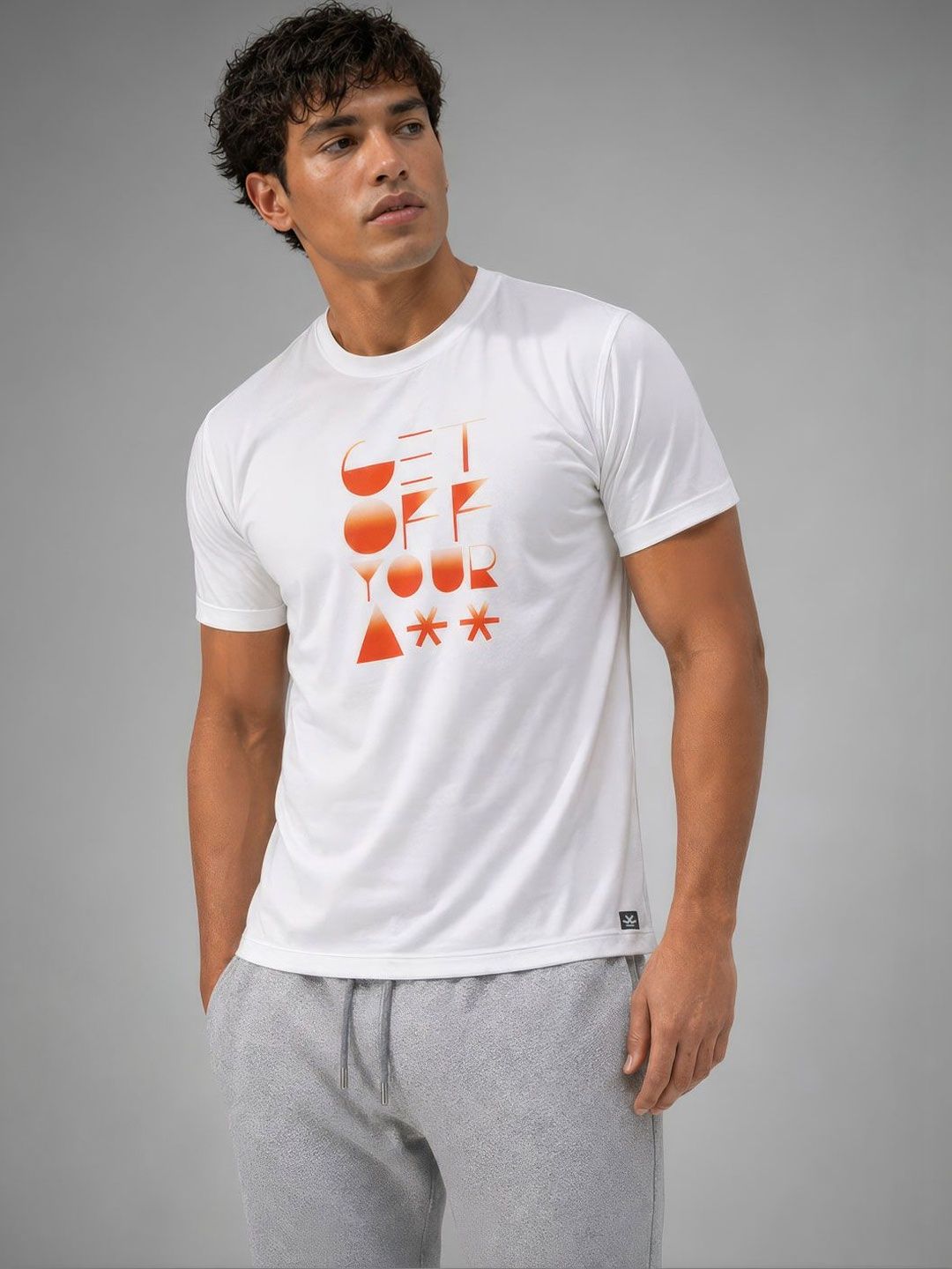 WROGN Typography Printed Rapid-Dry Slim Fit T-shirt