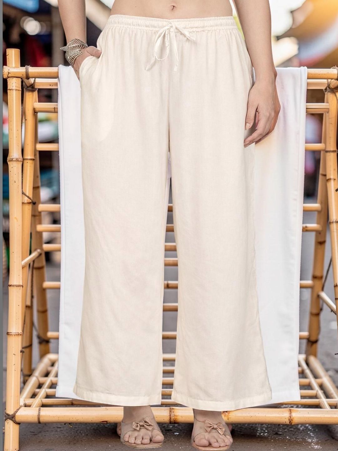 KALINI Women Off White Palazzos
