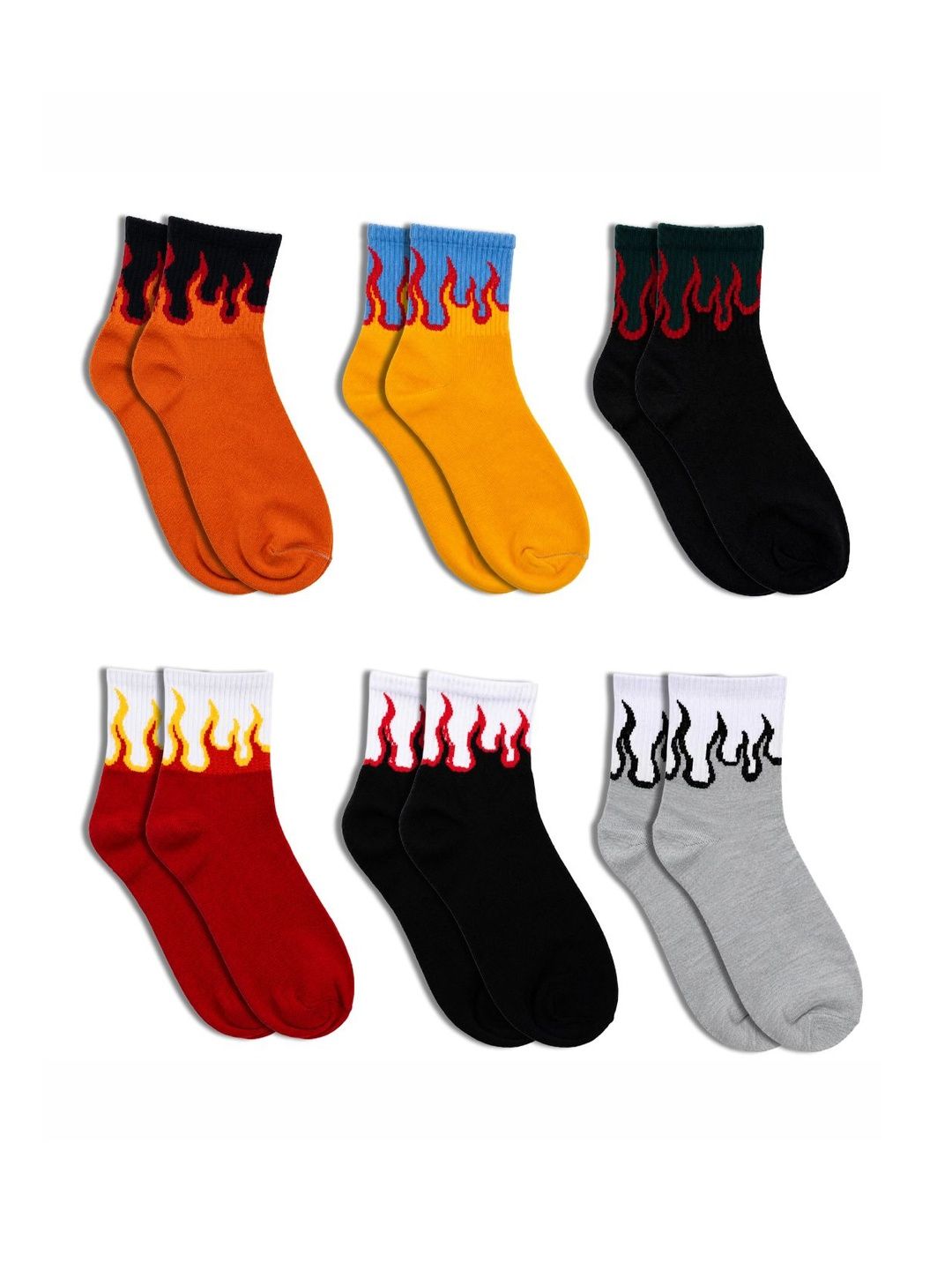 Bellbum Men Pack of 6 Cotton Patterned Ankle Length Socks