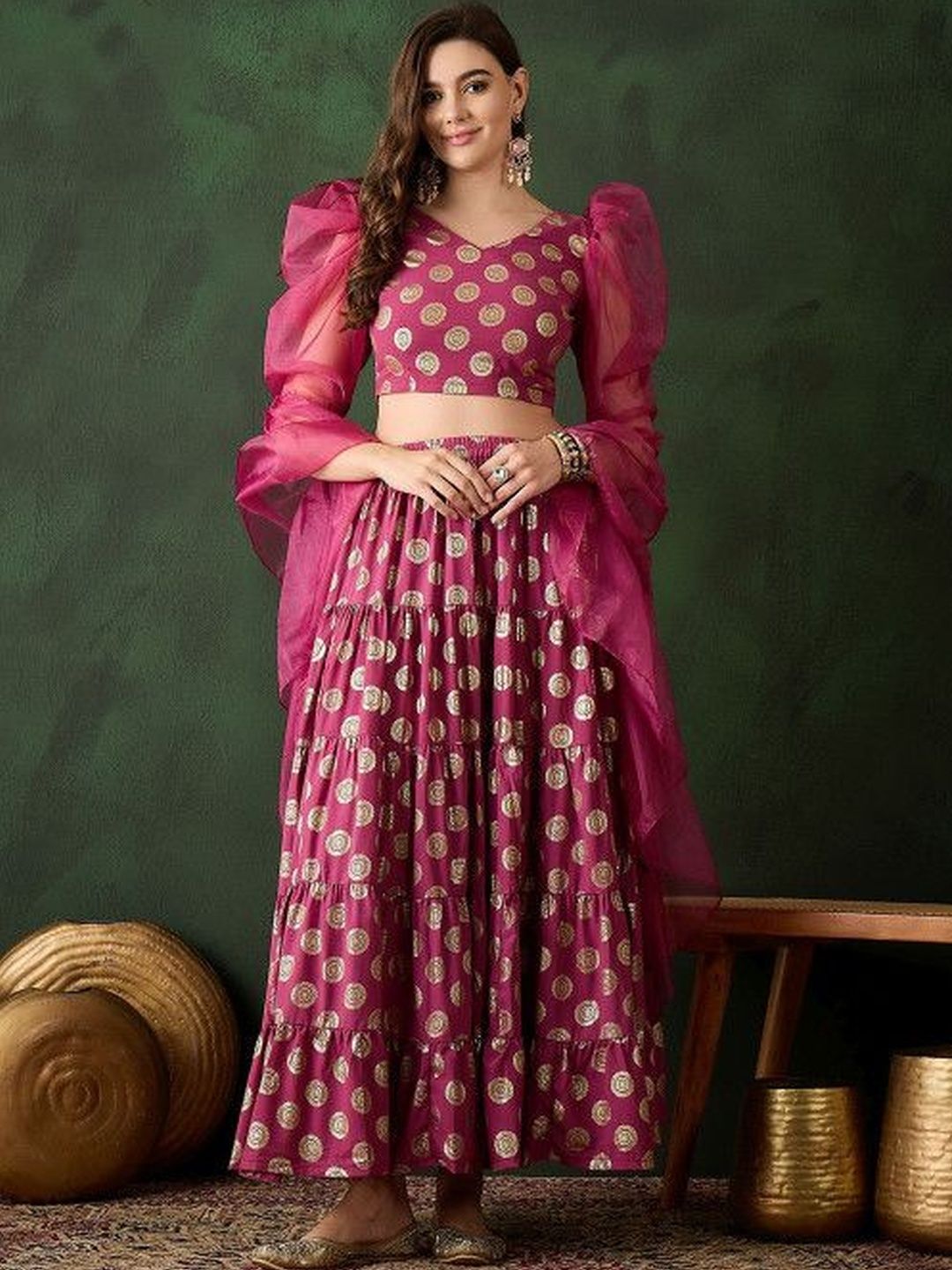 AKS Embellished Ready to Wear Lehenga & Blouse With Dupatta