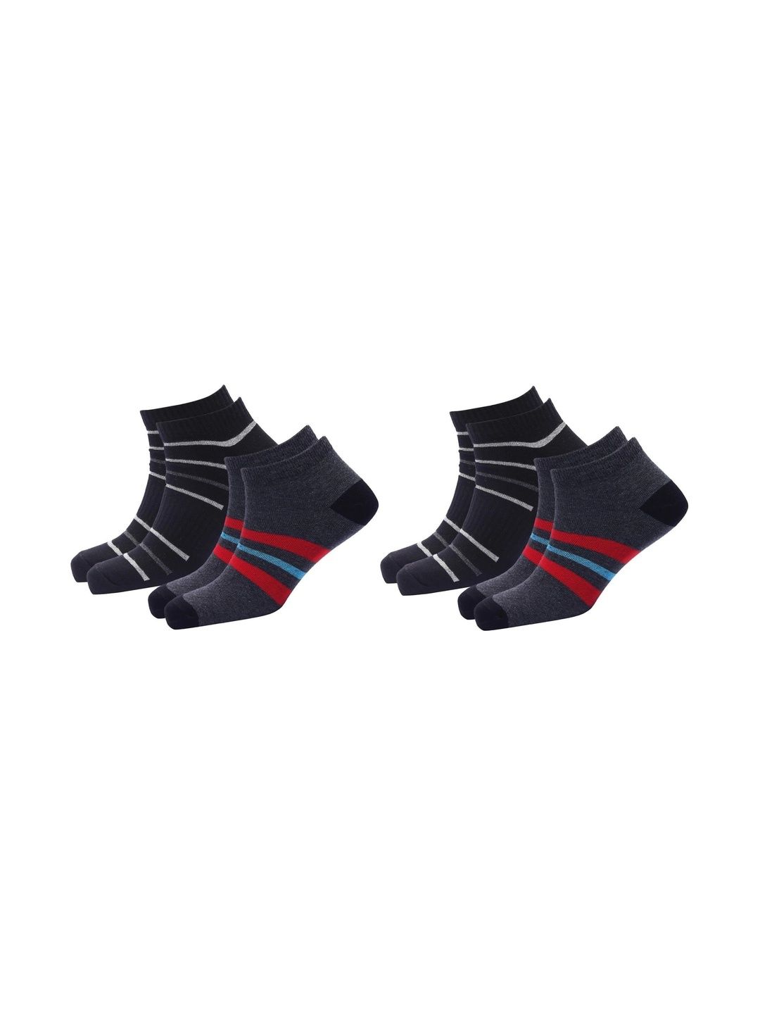 Akeeta Men Pack of 4 Cotton Assorted Striped Ankle Length Socks