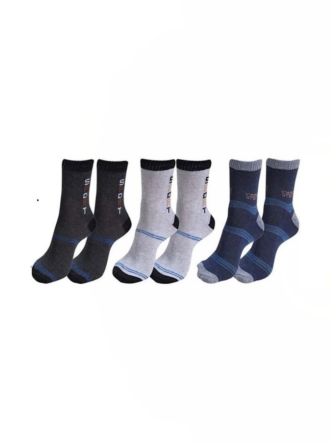 Akeeta Men Pack of 3 Cotton Assorted Patterned Calf Length Socks