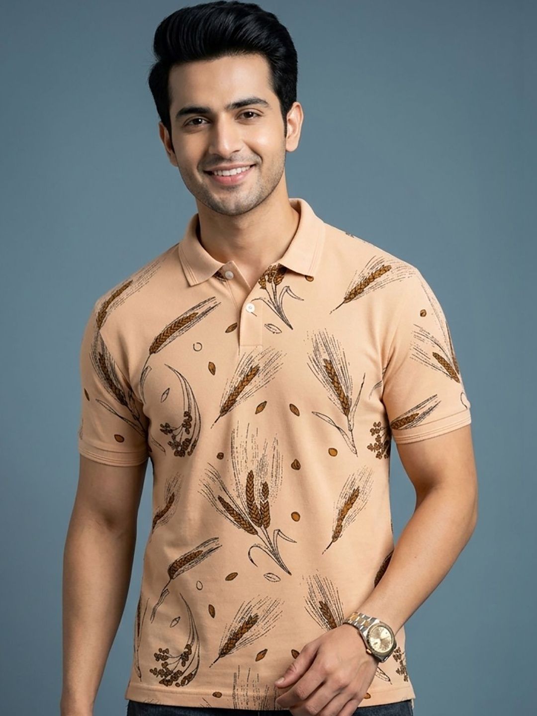Mast & Harbour Men Printed Polo Collar T-shirt