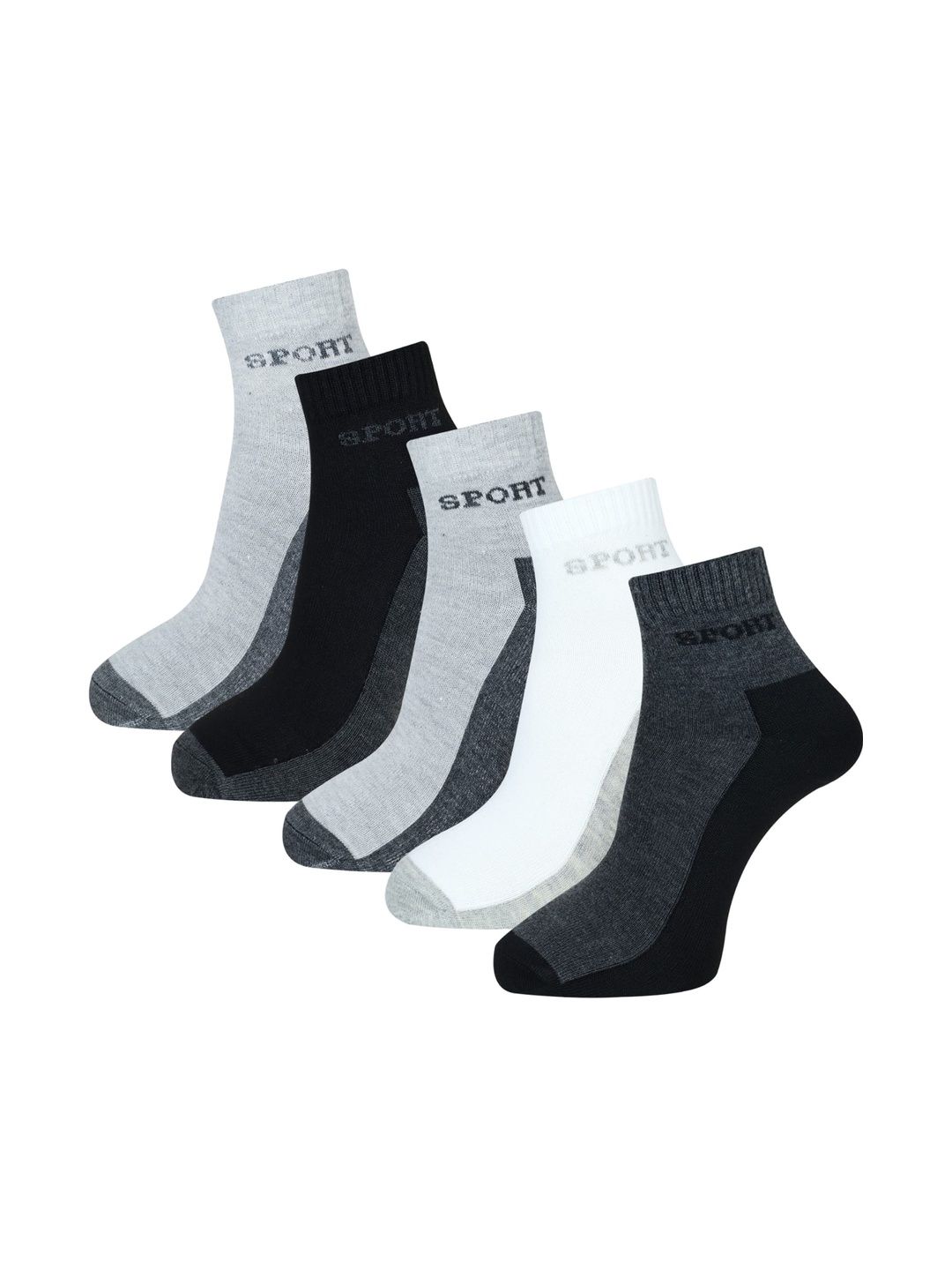 akeet trend Men Pack of 5 Cotton Assorted Colourblocked Ankle Length Socks