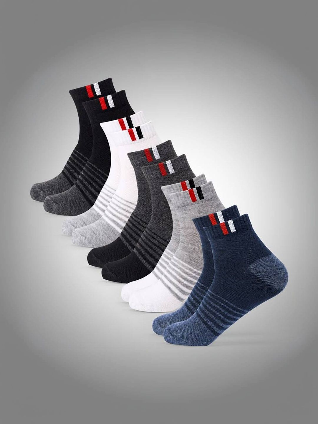 akeet trend Men Pack of 5 Cotton Assorted Striped Ankle Length Socks