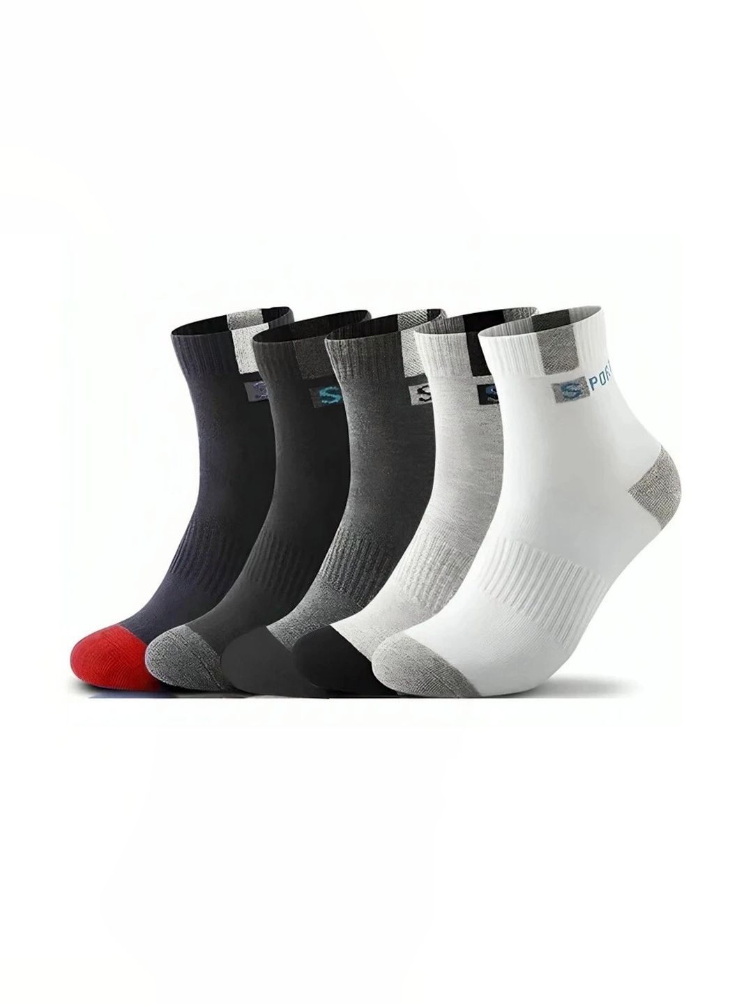 akeet trend Men Pack of 5 Cotton Assorted Colourblocked Ankle Length Socks
