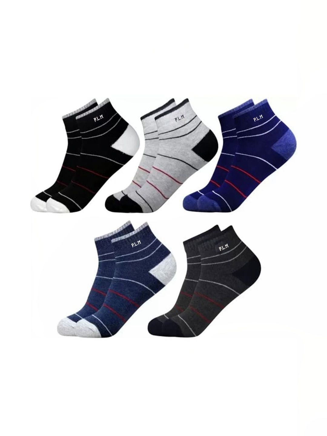 akeet trend Men Pack of 5 Cotton Assorted Striped Ankle Length Socks