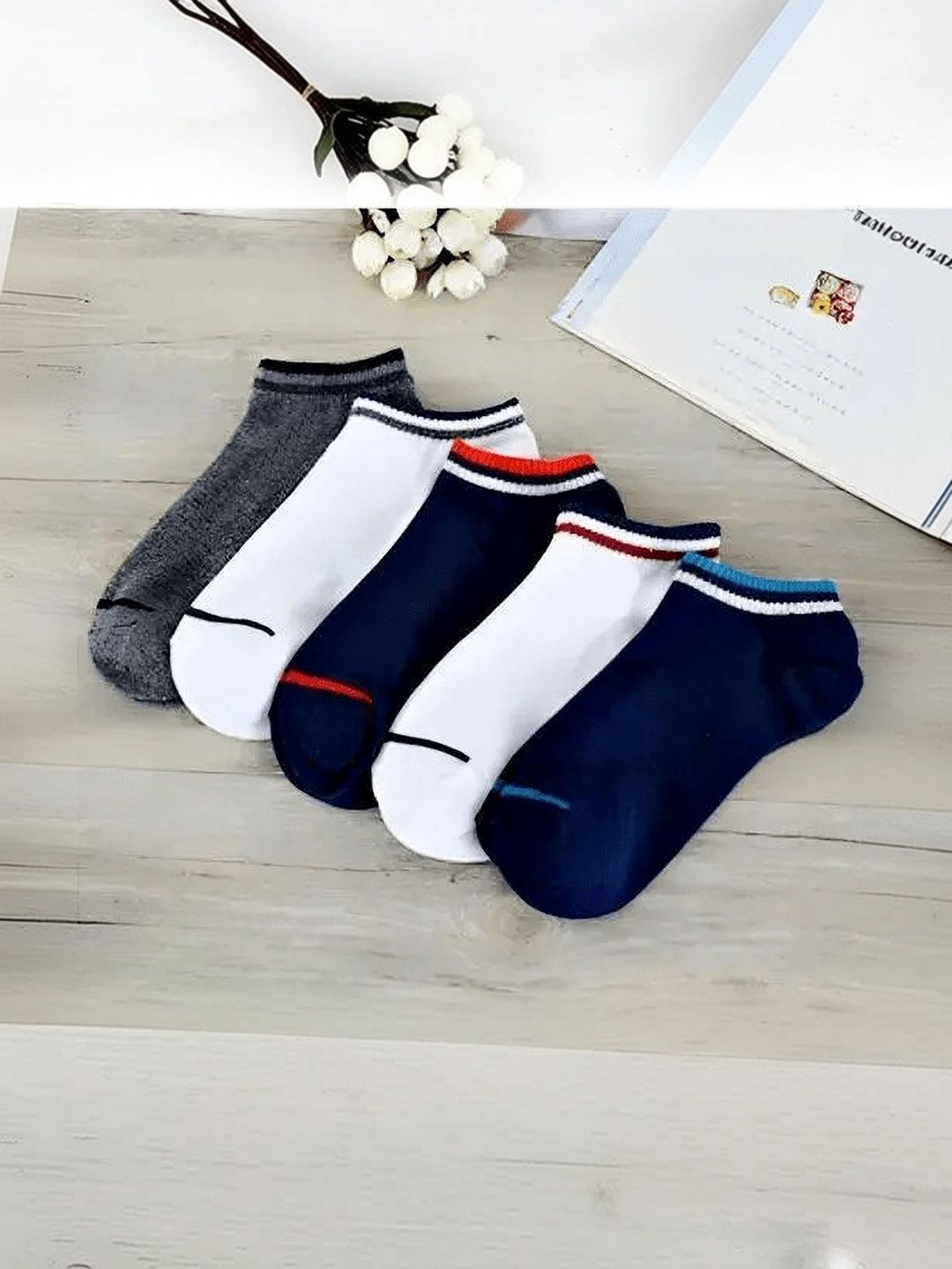 akeet trend Men Pack of 5 Cotton Assorted Striped Ankle Length Socks