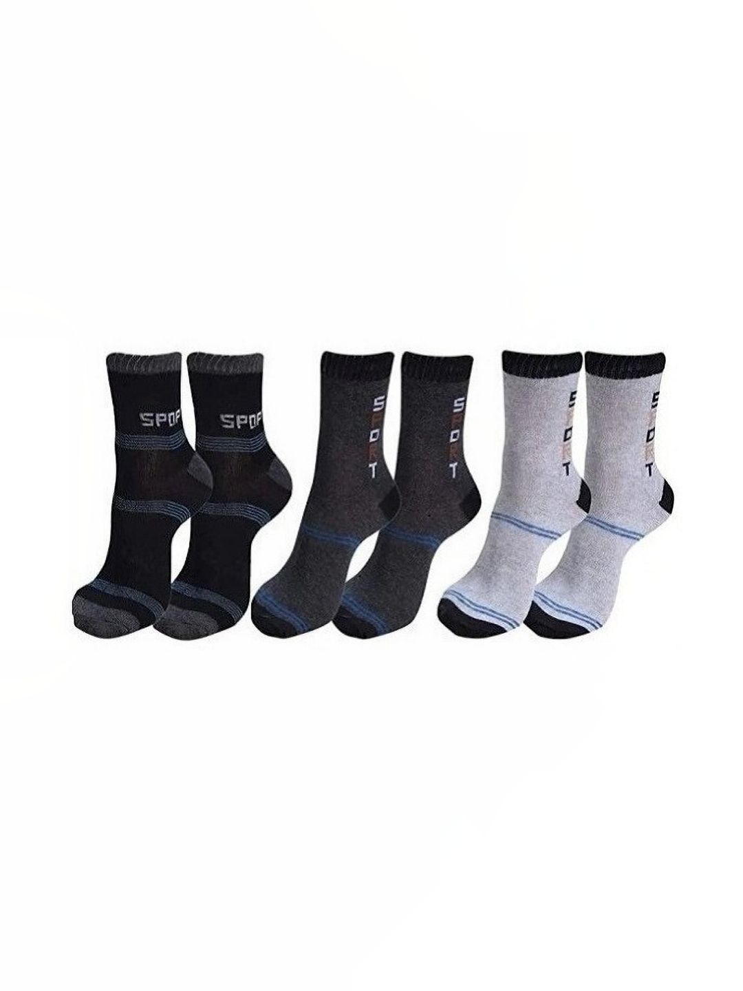akeet trend Men Pack of 3 Cotton Assorted Patterned Calf Length Socks