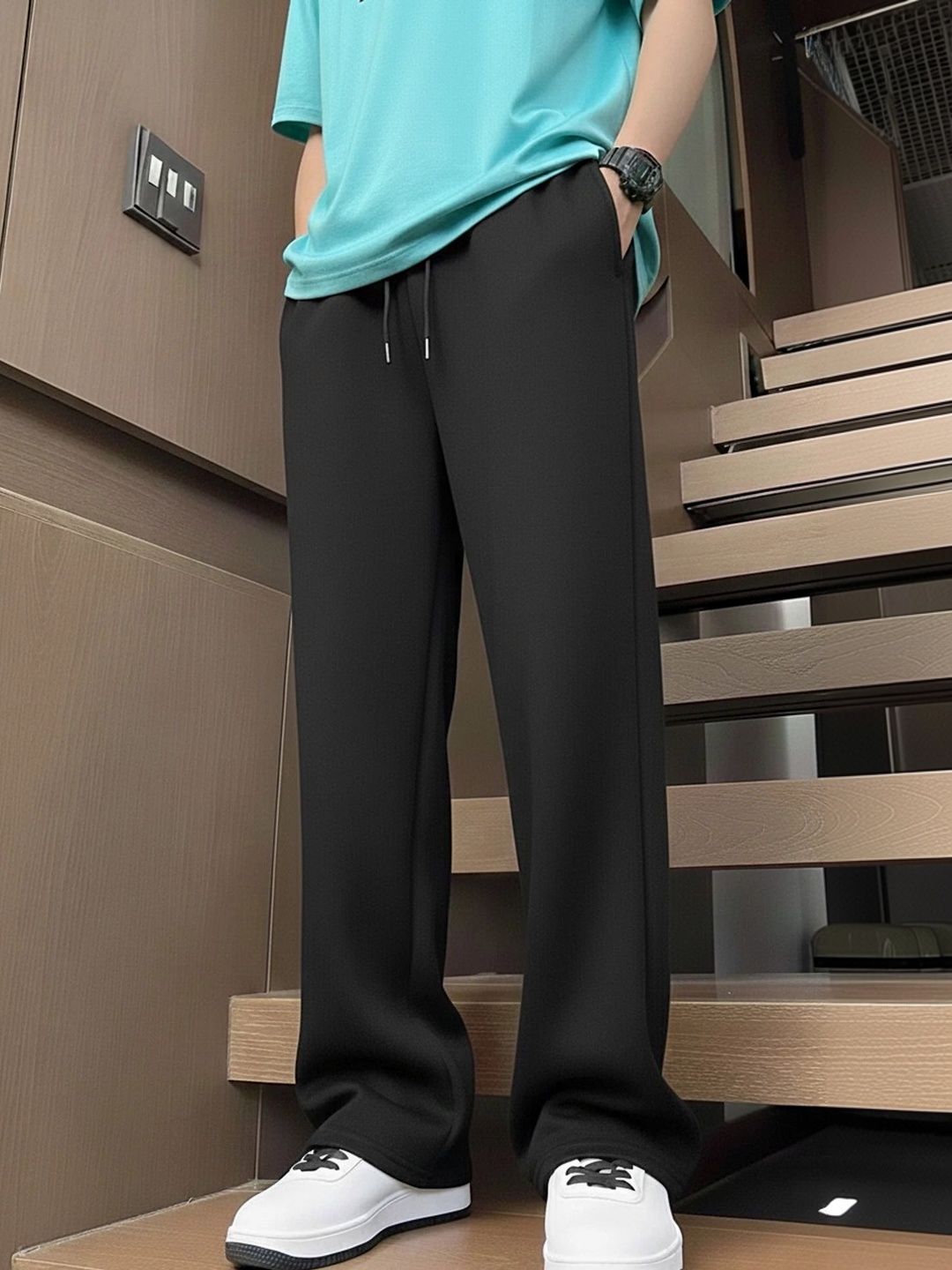 Netclick Men Loose Fit High-Rise Trousers