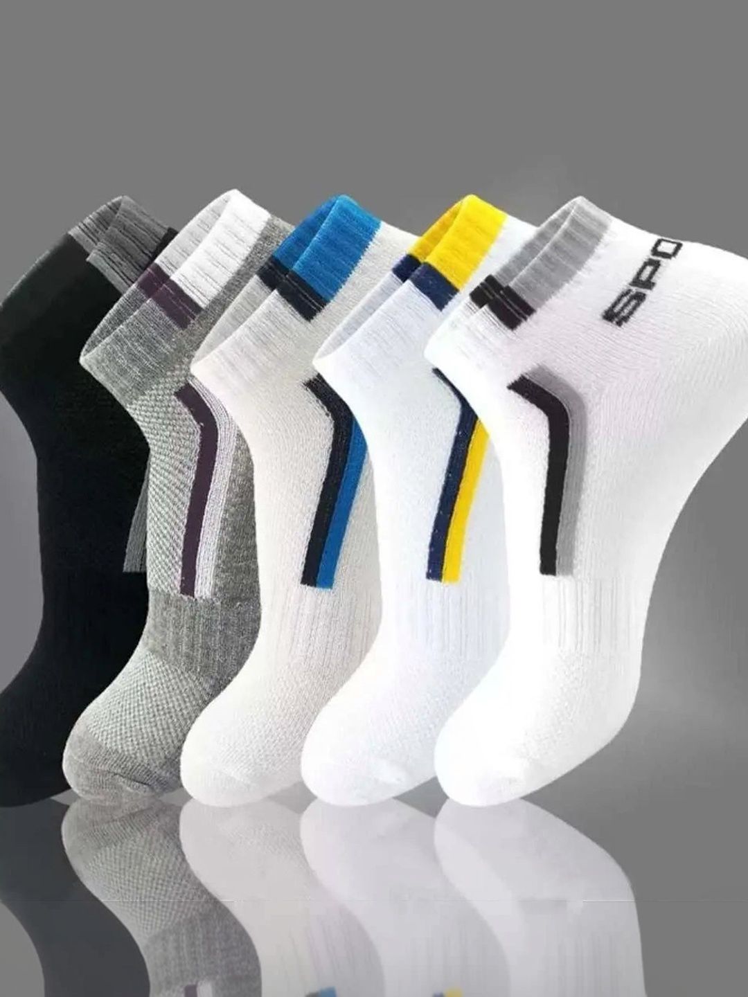 Akeeta Men Pack of 10 Cotton Assorted Colourblocked Ankle Length Socks