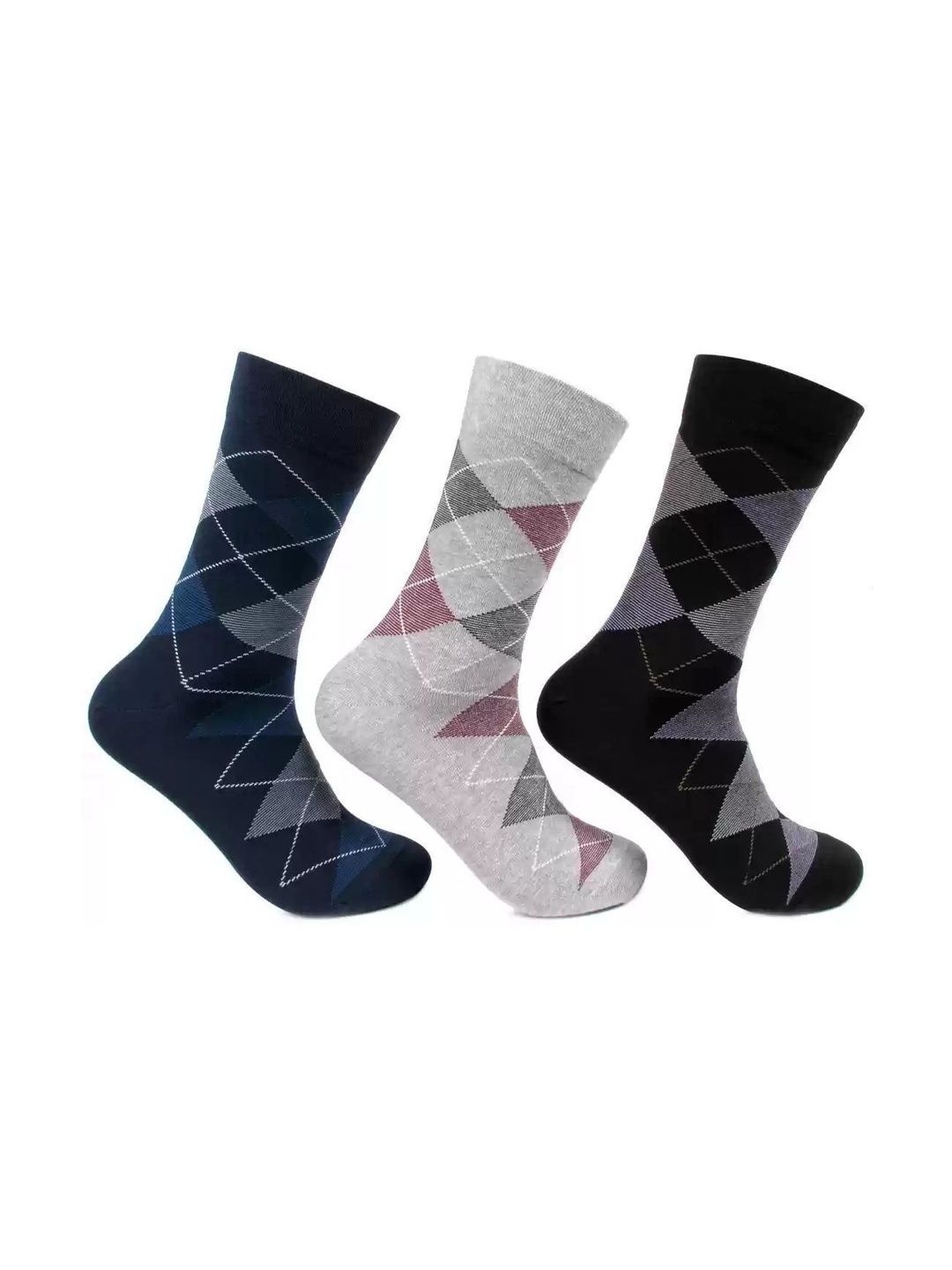 akeet trend Men Pack of 3 Cotton Assorted Patterned Calf Length Socks