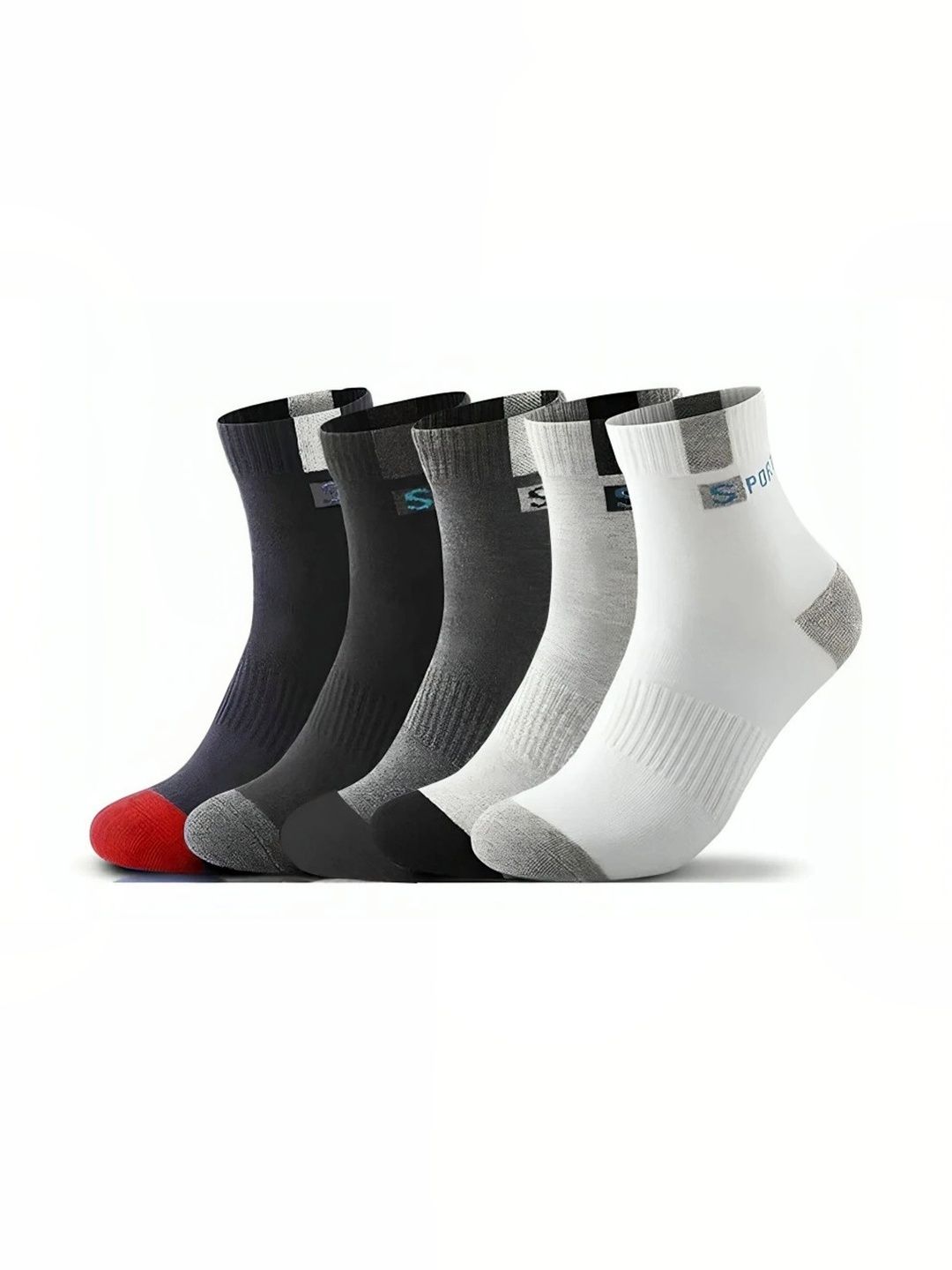 Akeeta Men Pack of 5 Cotton Assorted Colourblocked Ankle Length Socks
