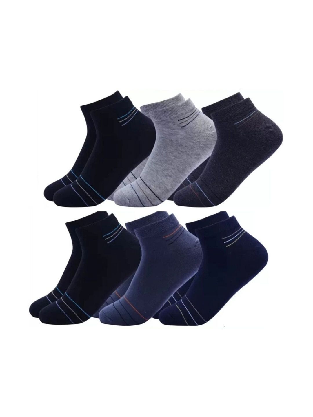 Akeeta Men Pack of 6 Cotton Assorted Striped Ankle Length Socks