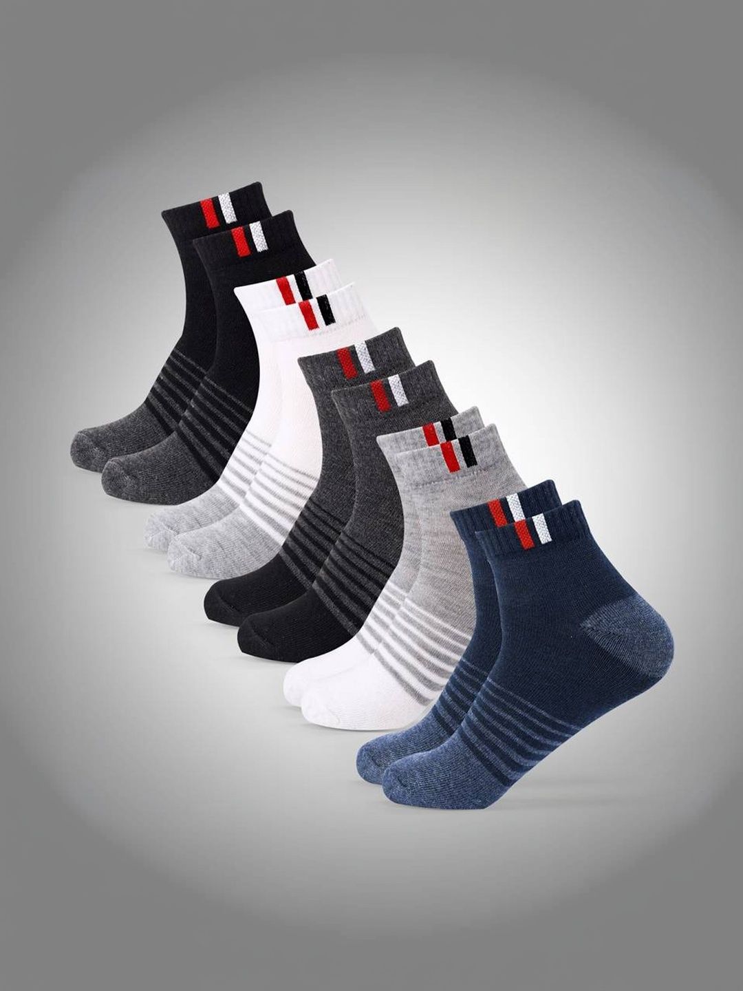 Akeeta Men Pack of 5 Cotton Assorted Colourblocked Ankle Length Socks