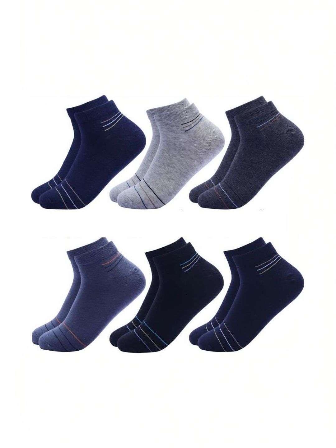 akeet trend Men Pack of 6 Cotton Assorted Striped Ankle Length Socks