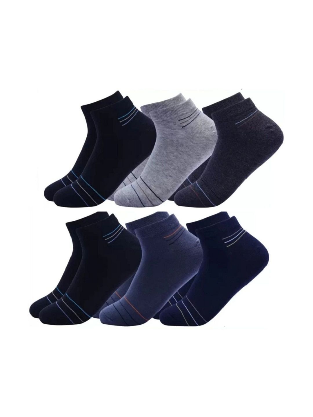 Akeeta Men Pack of 6 Cotton Assorted Striped Ankle Length Socks
