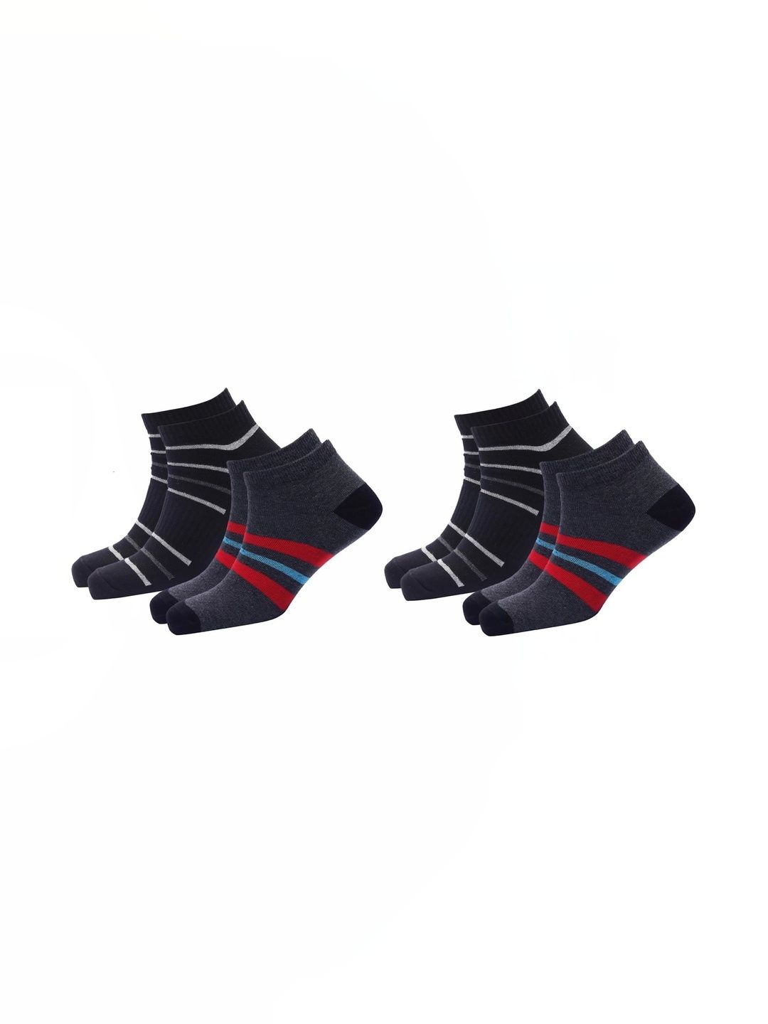akeet trend Men Pack of 4 Cotton Assorted Striped Ankle Length Socks