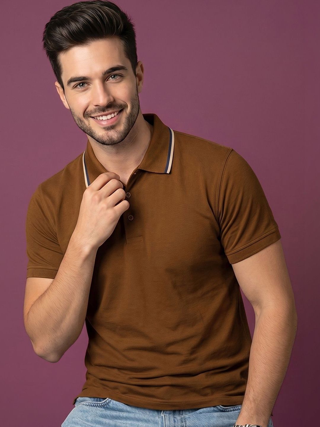 Mast & Harbour Men Polo Collar T-shirt