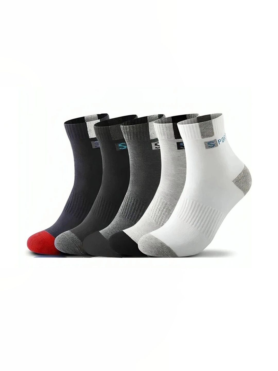 akeet trend Men Pack of 5 Cotton Assorted Colourblocked Ankle Length Socks