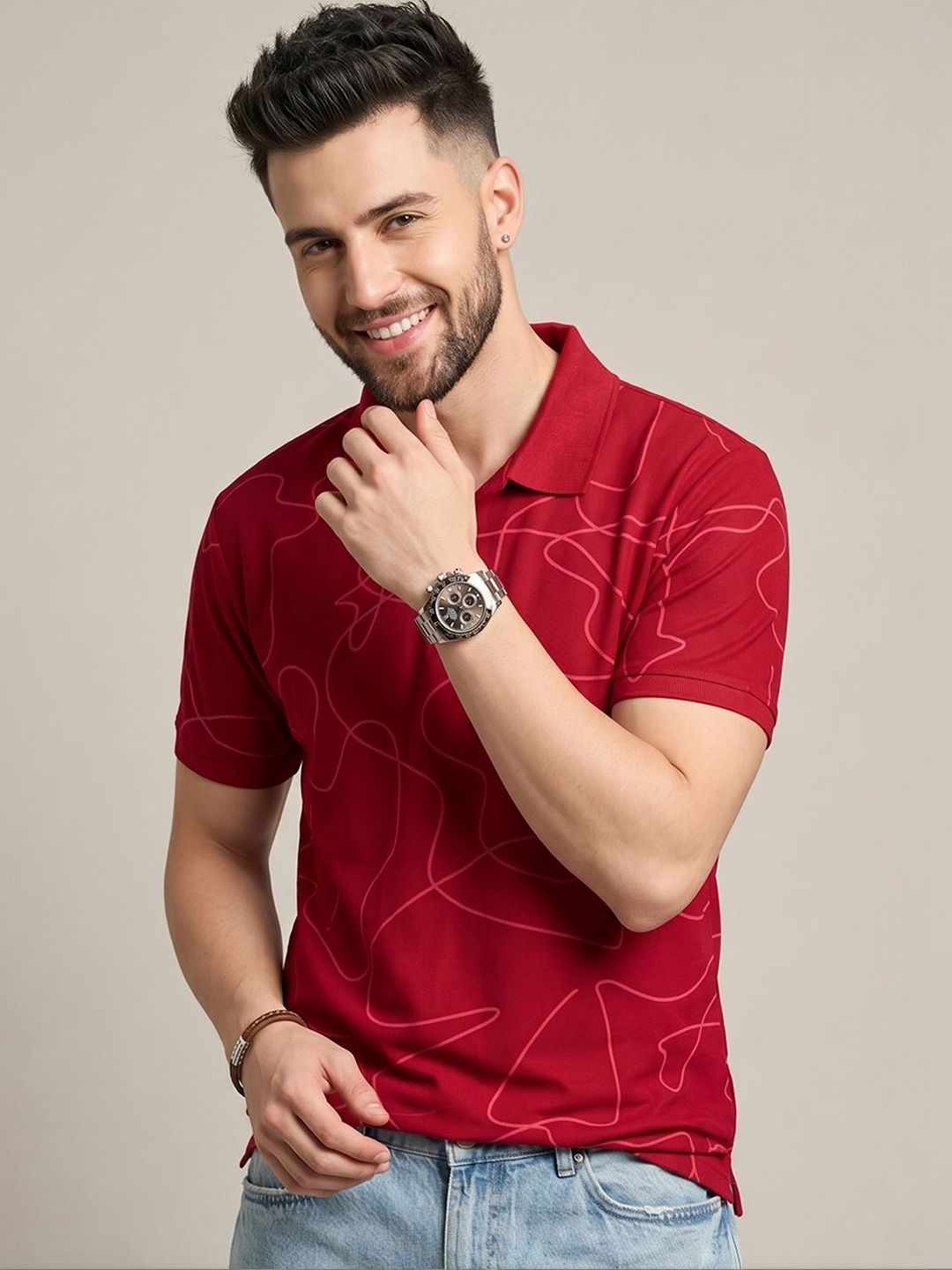 Kook N Keech Men Printed Polo Collar T-shirt