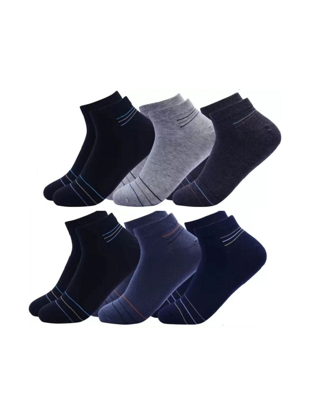 Akeeta Men Pack of 6 Cotton Assorted Colourblocked Ankle Length Socks