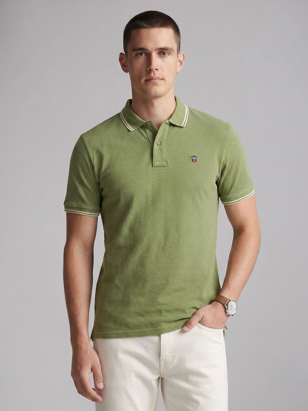 Slim Fit Polo Collar T-Shirt Louis Philippe Jeans Slim Fit Polo Collar T-Shirt