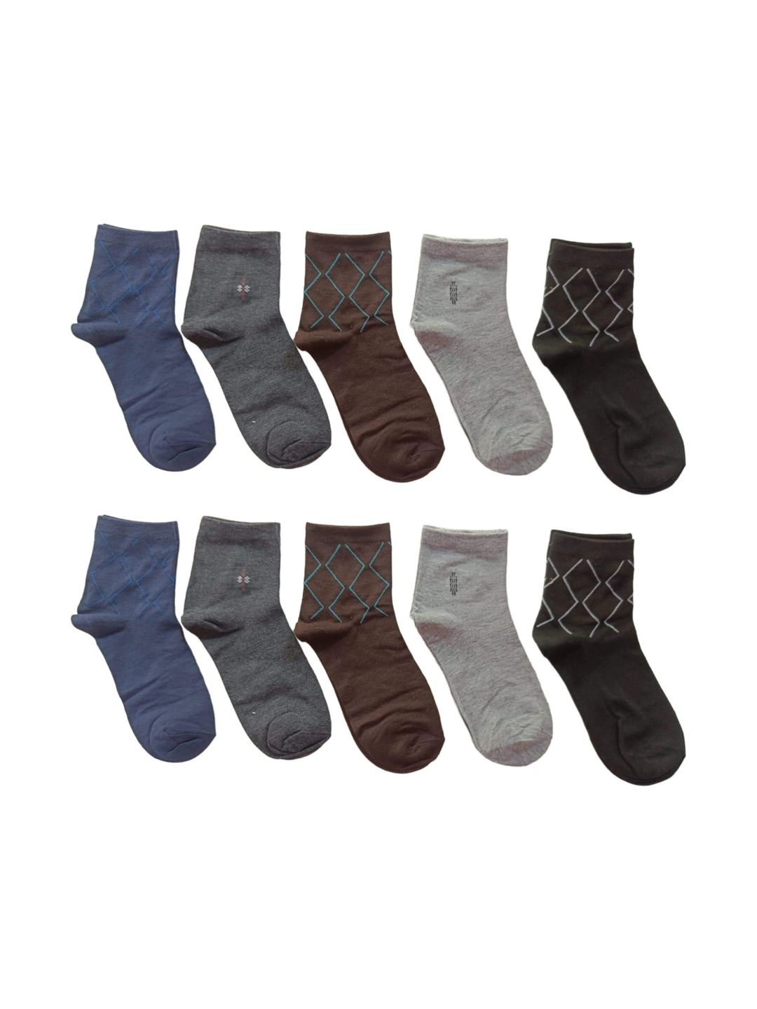 akeet trend Men Pack of 10 Cotton Assorted Patterned Ankle Length Socks