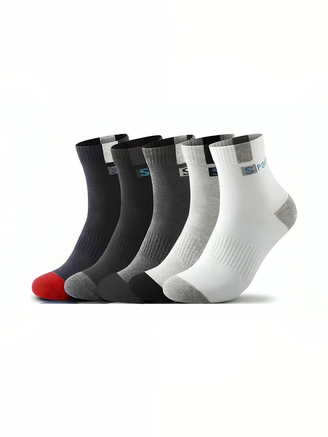 Akeeta Men Pack of 5 Cotton Assorted Colourblocked Ankle Length Socks