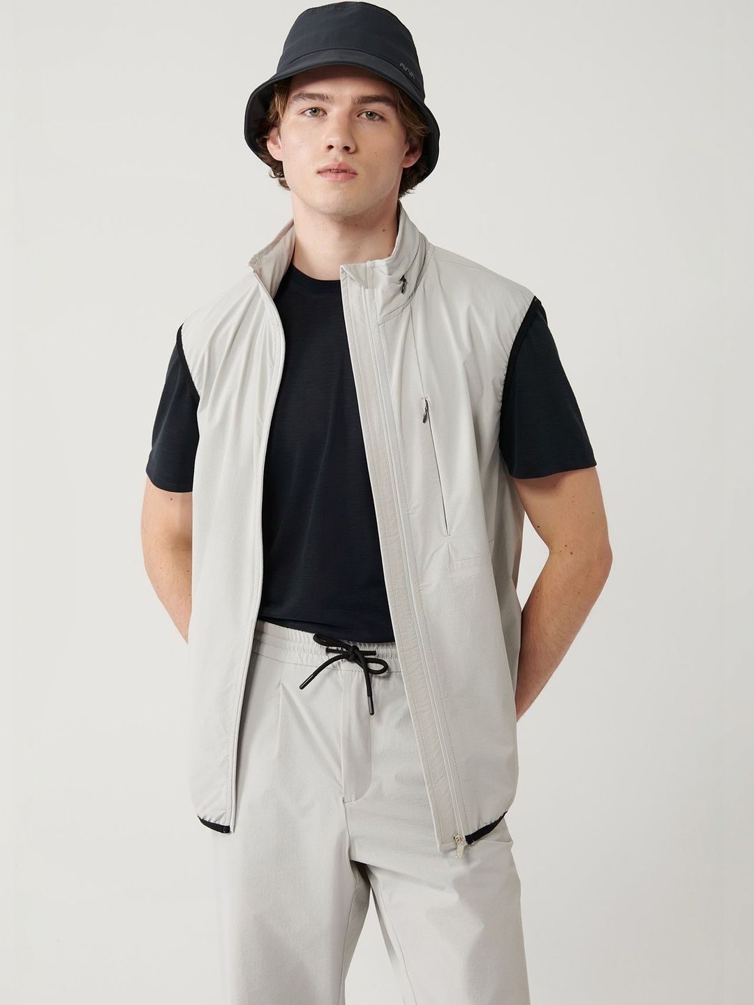 AVVA Men Open Front Mock Collar Neck Jacket