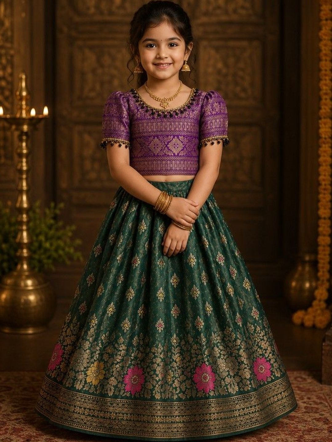 Xepon Girls Embellished Ready to Wear Lehenga &
