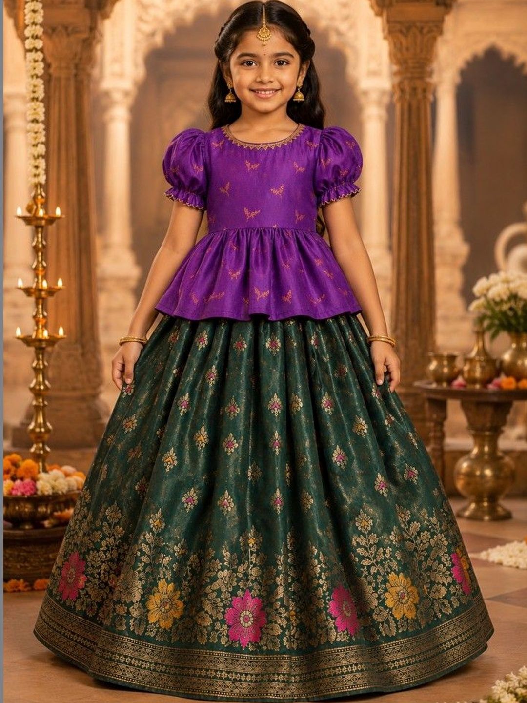 Ethzy Girls Embellished Ready to Wear Lehenga &